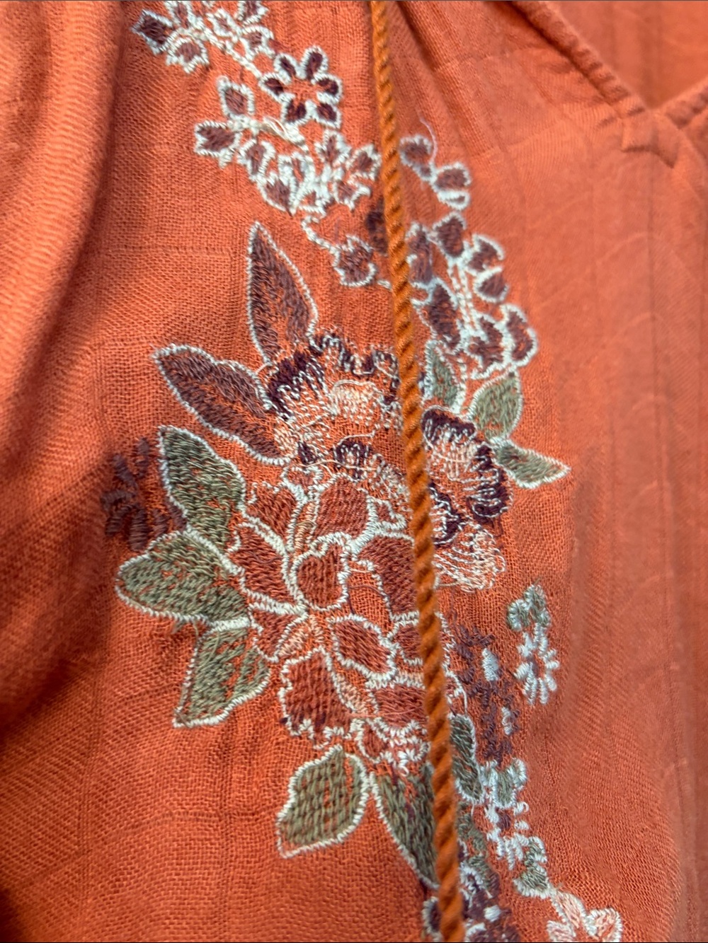 Embroidered Rust Boho Peasant Top - Picture 4 of 8